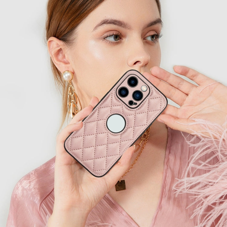 For iPhone 12 Pro Max Rhombic Leather Back Cover Phone Case