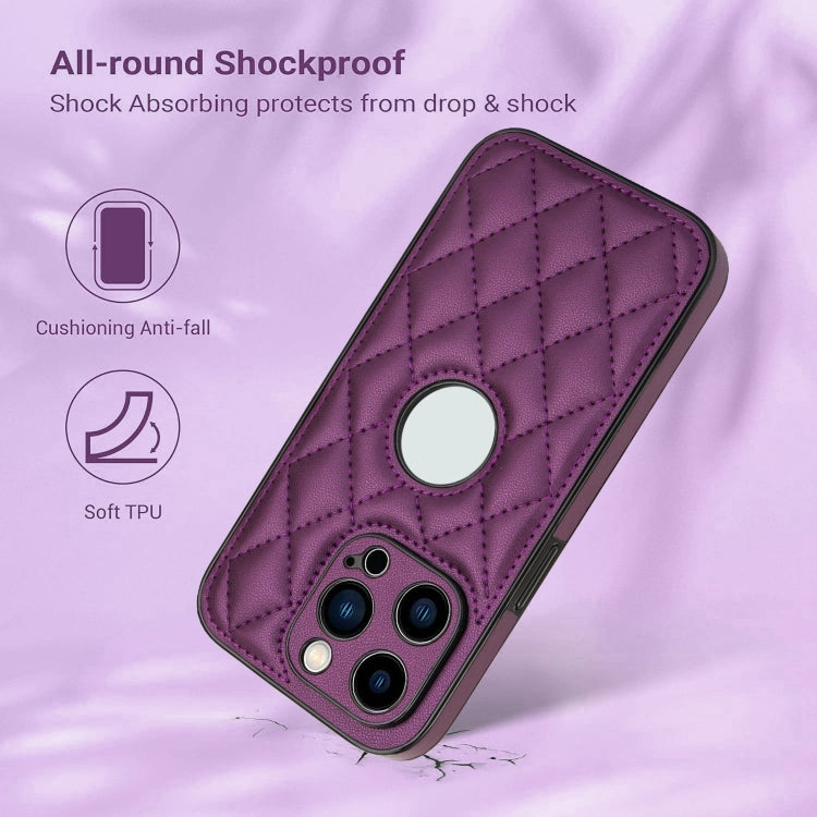 For iPhone 12 Pro Max Rhombic Leather Back Cover Phone Case