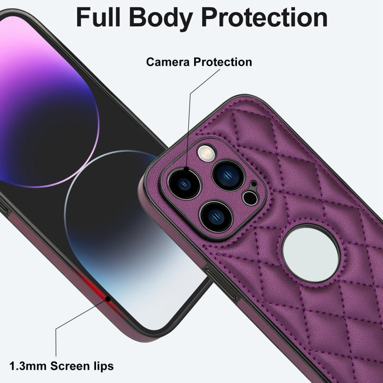 For iPhone 12 Pro Max Rhombic Leather Back Cover Phone Case