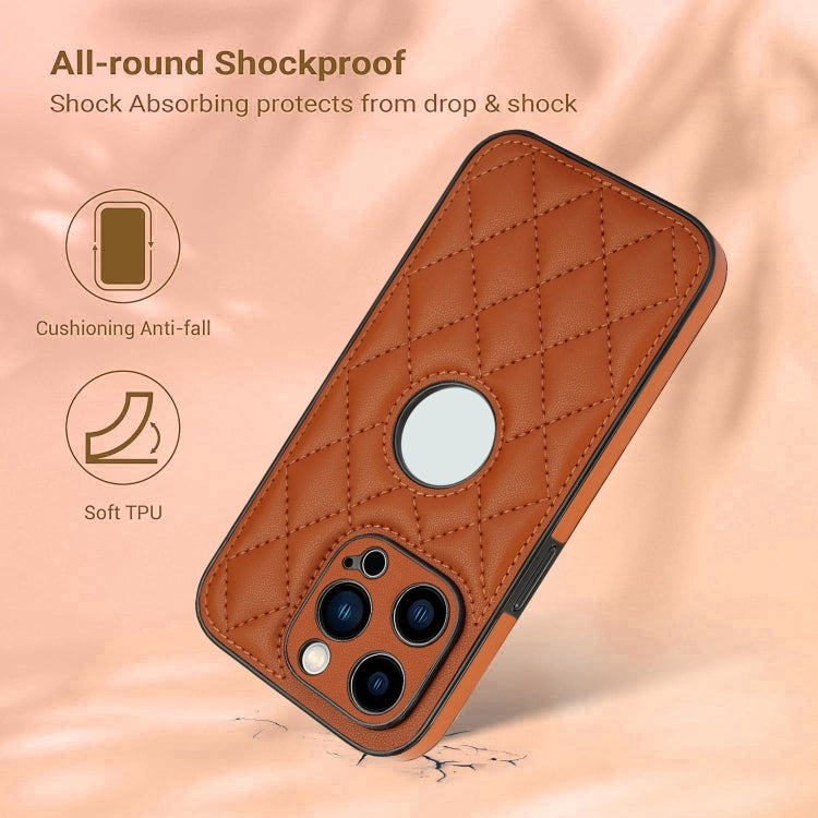 For iPhone 12 Pro Max Rhombic Leather Back Cover Phone Case