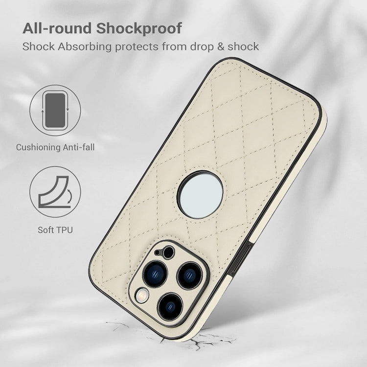 For iPhone 12 Pro Rhombic Leather Back Cover Phone Case