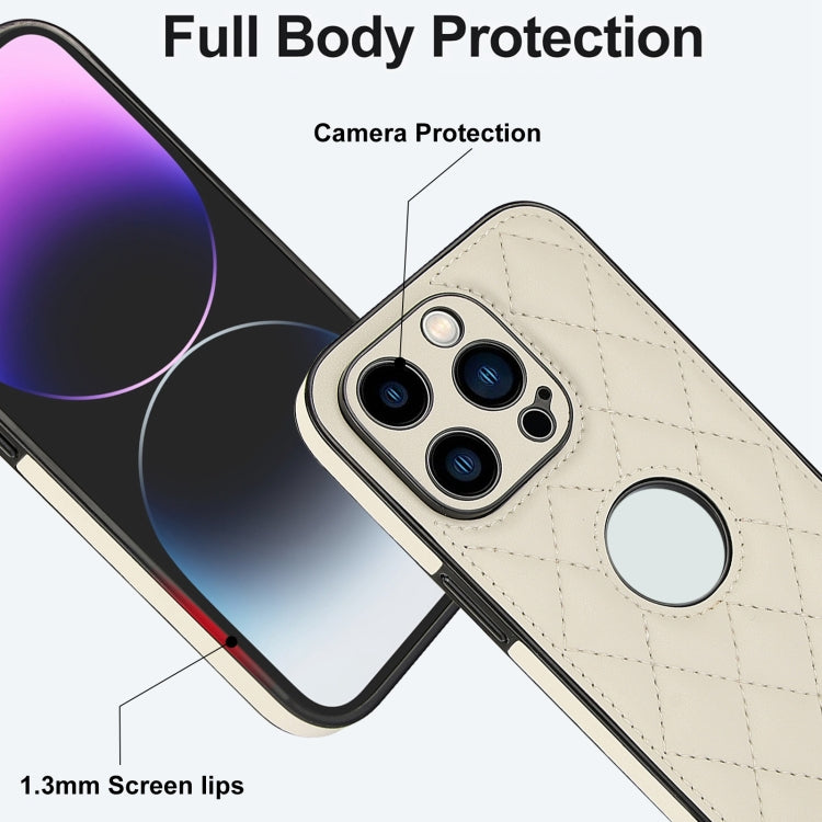 For iPhone 12 Pro Rhombic Leather Back Cover Phone Case