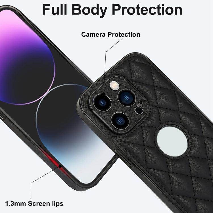 For iPhone 12 Pro Rhombic Leather Back Cover Phone Case