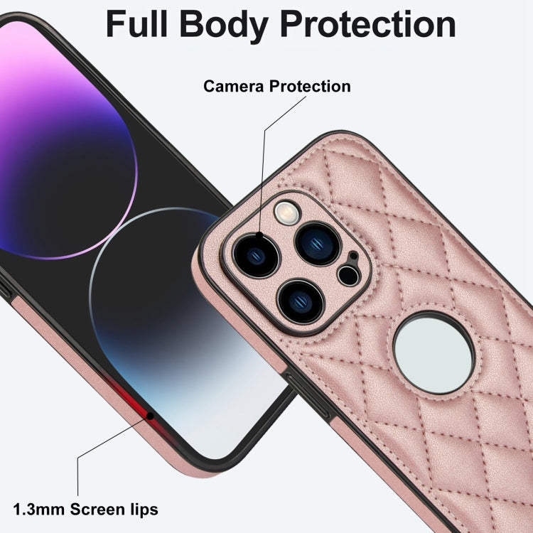For iPhone 12 Pro Rhombic Leather Back Cover Phone Case