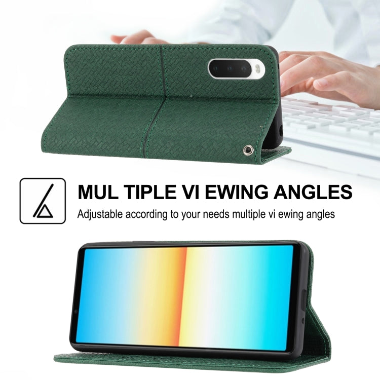 For Sony Xperia 10 VI Woven Texture Stitching Magnetic Leather Phone Case