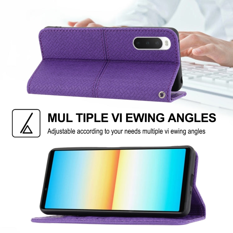 For Sony Xperia 10 VI Woven Texture Stitching Magnetic Leather Phone Case