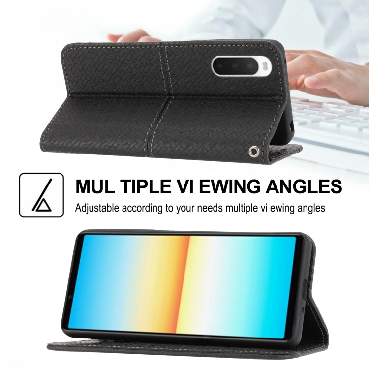 For Sony Xperia 10 VI Woven Texture Stitching Magnetic Leather Phone Case