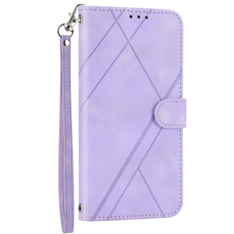 For Sony Xperia 1 VI Embossed Line Leather Phone Case with Lanyard