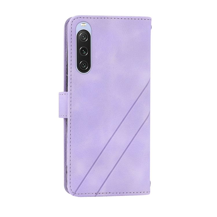 For Sony Xperia 1 VI Embossed Line Leather Phone Case with Lanyard