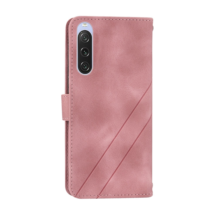 For Sony Xperia 1 VI Embossed Line Leather Phone Case with Lanyard