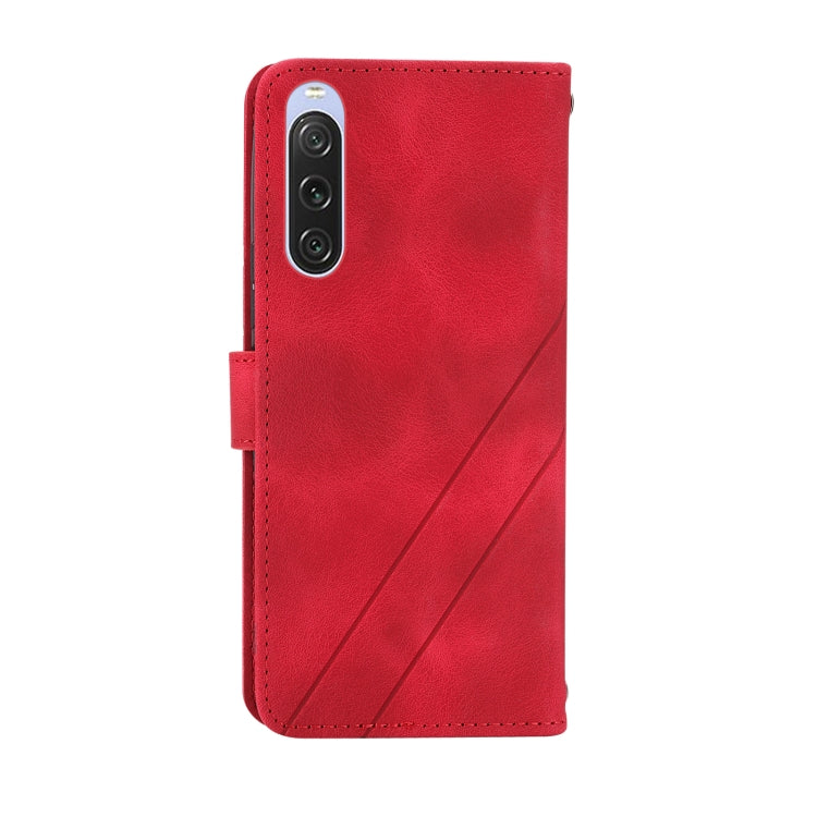 For Sony Xperia 1 VI Embossed Line Leather Phone Case with Lanyard