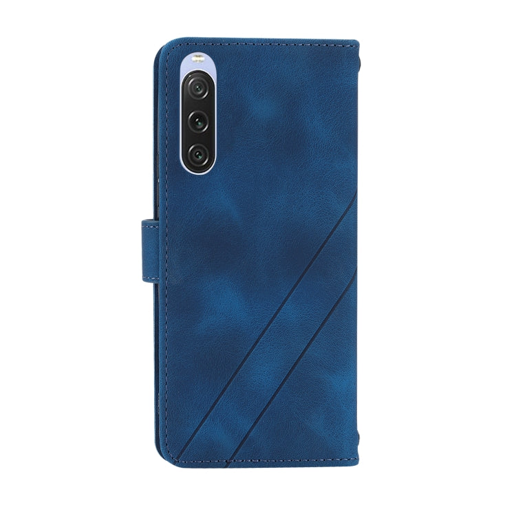 For Sony Xperia 1 VI Embossed Line Leather Phone Case with Lanyard