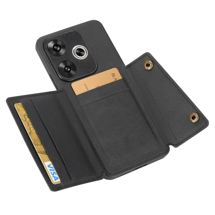 For Redmi Turbo 3 Double Buckle Card Slots Magnetic Phone Case