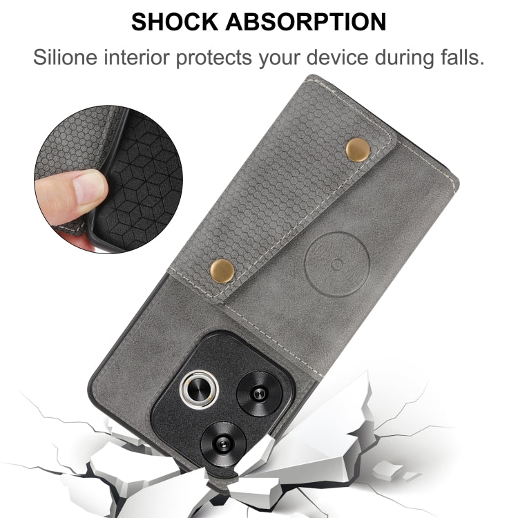 For Redmi Turbo 3 Double Buckle Card Slots Magnetic Phone Case