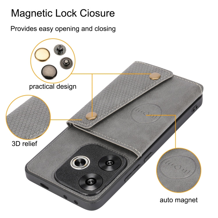 For Redmi Turbo 3 Double Buckle Card Slots Magnetic Phone Case
