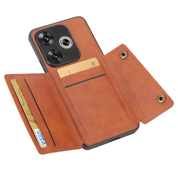 For Redmi Turbo 3 Double Buckle Card Slots Magnetic Phone Case