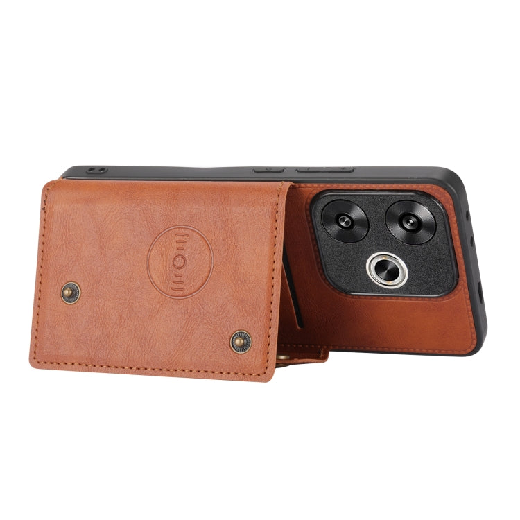 For Redmi Turbo 3 Double Buckle Card Slots Magnetic Phone Case