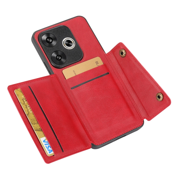 For Redmi Turbo 3 Double Buckle Card Slots Magnetic Phone Case