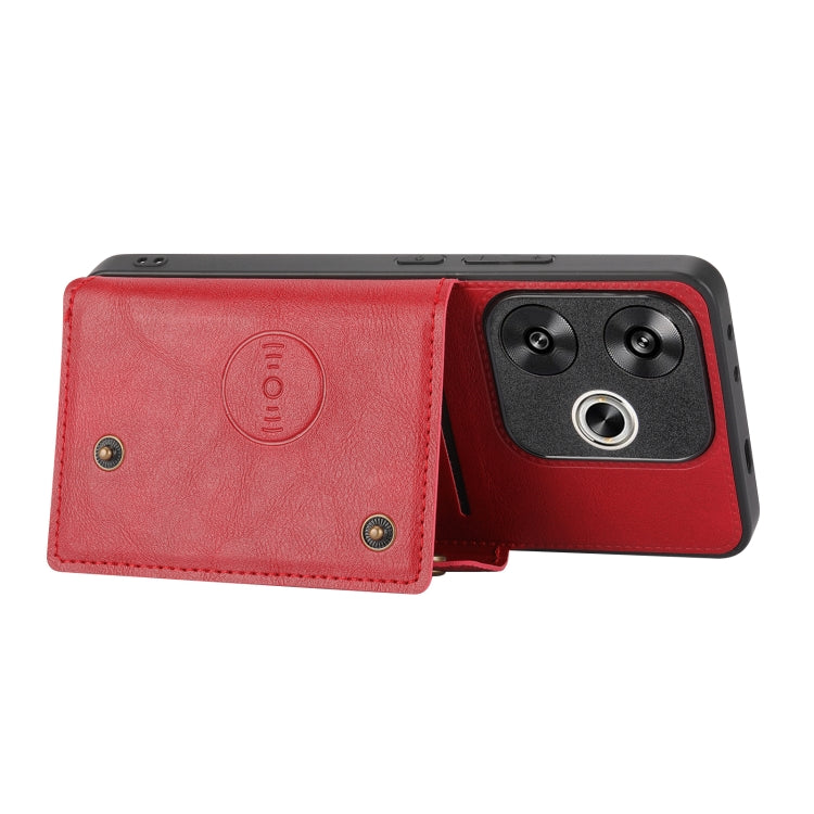 For Redmi Turbo 3 Double Buckle Card Slots Magnetic Phone Case