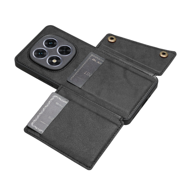 For Redmi Note 14 Pro 5G Double Buckle Card Slots Magnetic Phone Case