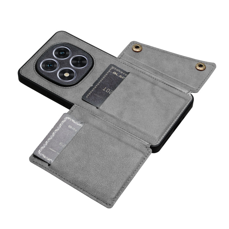 For Redmi Note 14 Pro 5G Double Buckle Card Slots Magnetic Phone Case