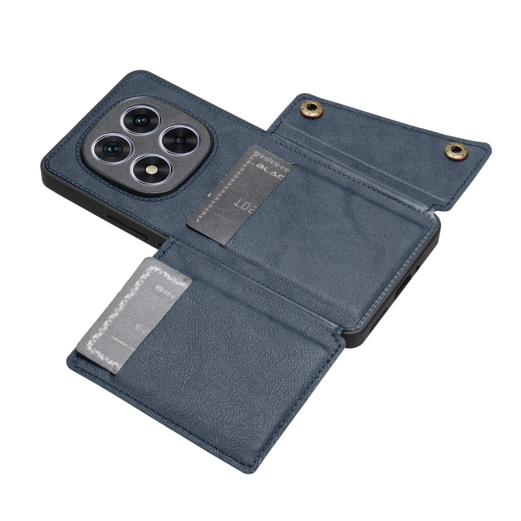 For Redmi Note 14 Pro 5G Double Buckle Card Slots Magnetic Phone Case