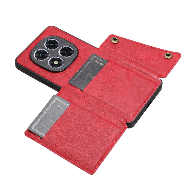 For Redmi Note 14 Pro 5G Double Buckle Card Slots Magnetic Phone Case