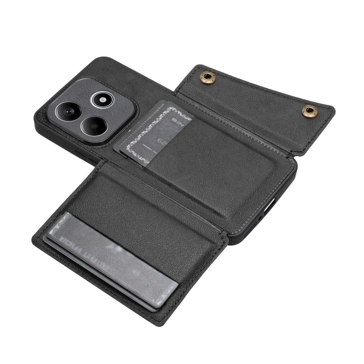 For Redmi Note 14 5G Double Buckle Card Slots Magnetic Phone Case