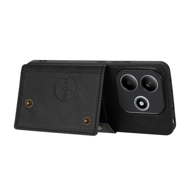 For Redmi Note 14 5G Double Buckle Card Slots Magnetic Phone Case