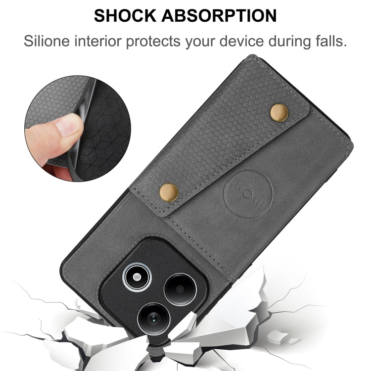For Redmi Note 14 5G Double Buckle Card Slots Magnetic Phone Case