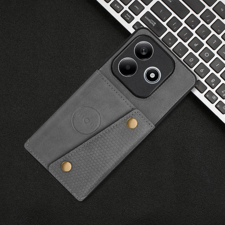 For Redmi Note 14 5G Double Buckle Card Slots Magnetic Phone Case