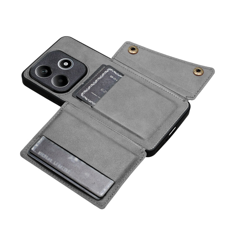 For Redmi Note 14 5G Double Buckle Card Slots Magnetic Phone Case