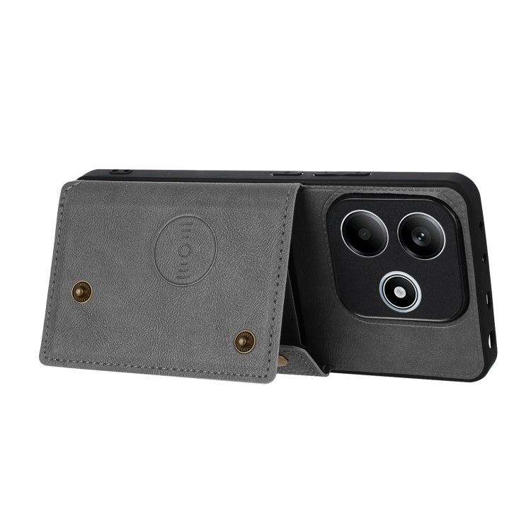For Redmi Note 14 5G Double Buckle Card Slots Magnetic Phone Case