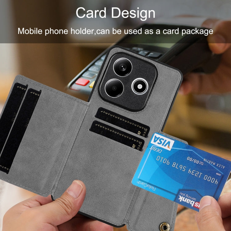 For Redmi Note 14 5G Double Buckle Card Slots Magnetic Phone Case