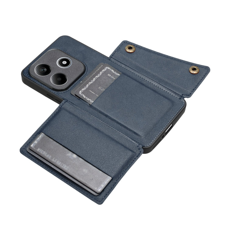 For Redmi Note 14 5G Double Buckle Card Slots Magnetic Phone Case