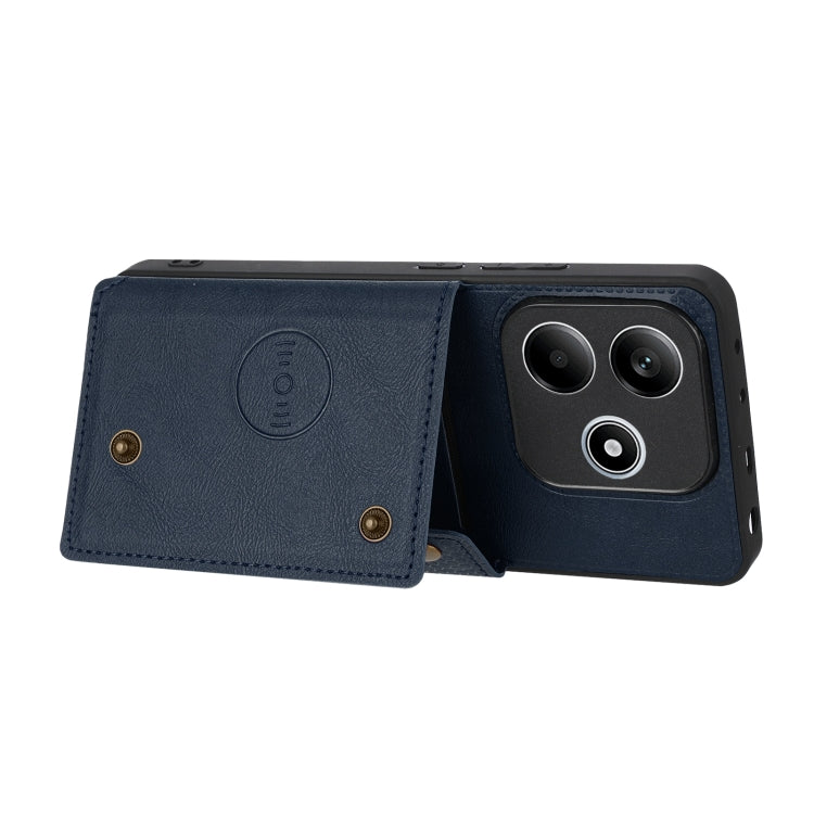 For Redmi Note 14 5G Double Buckle Card Slots Magnetic Phone Case
