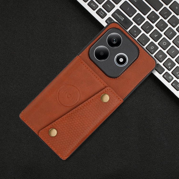 For Redmi Note 14 5G Double Buckle Card Slots Magnetic Phone Case