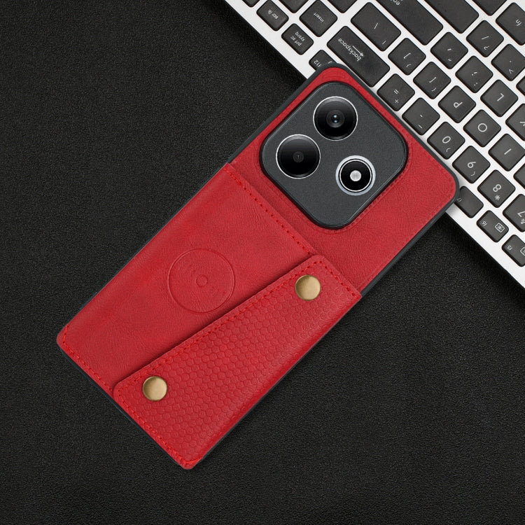 For Redmi Note 14 5G Double Buckle Card Slots Magnetic Phone Case