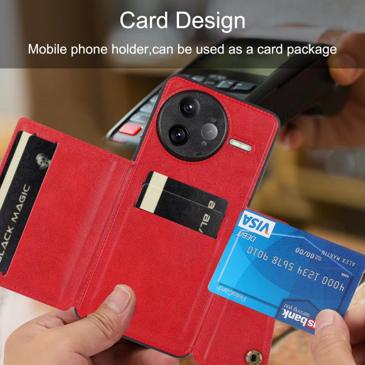 For Redmi K80 Pro Double Buckle Card Slots Magnetic Phone Case