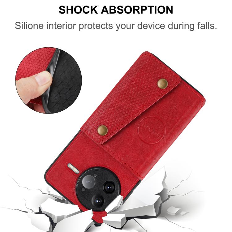 For Redmi K80 Pro Double Buckle Card Slots Magnetic Phone Case