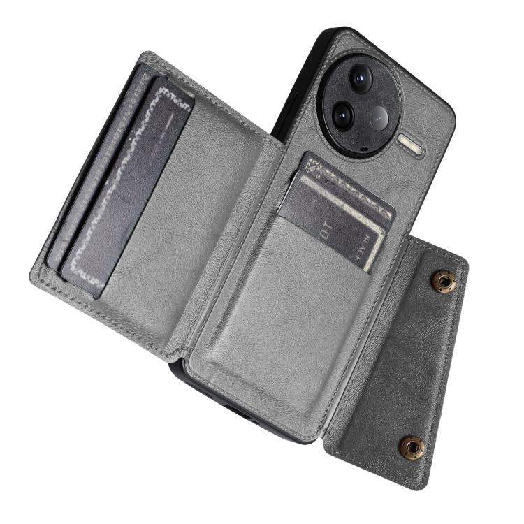 For Redmi K80 Double Buckle Card Slots Magnetic Phone Case