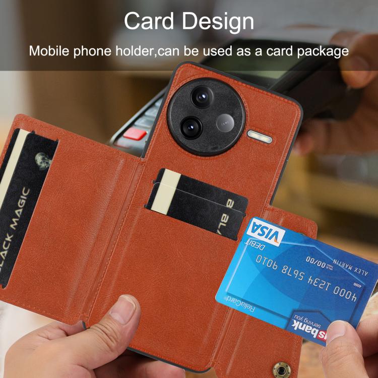 For Redmi K80 Double Buckle Card Slots Magnetic Phone Case