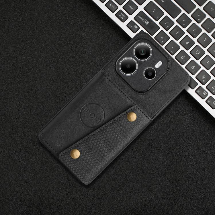 For Redmi Note 14 4G 163.25mm Double Buckle Card Slots Magnetic Phone Case