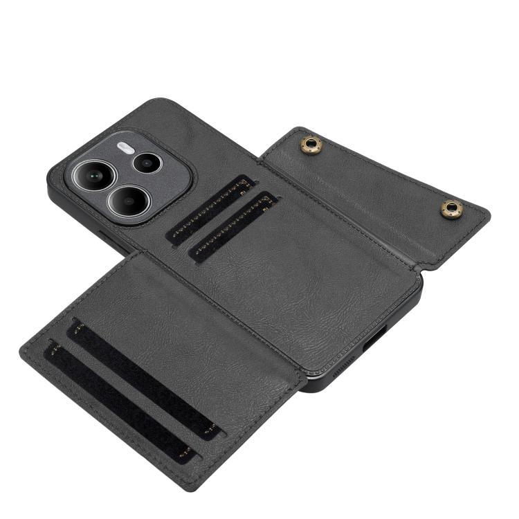 For Redmi Note 14 4G 163.25mm Double Buckle Card Slots Magnetic Phone Case