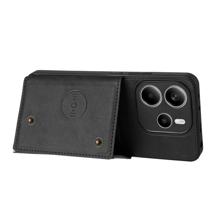 For Redmi Note 14 4G 163.25mm Double Buckle Card Slots Magnetic Phone Case