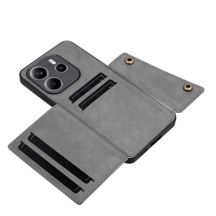 For Redmi Note 14 4G 163.25mm Double Buckle Card Slots Magnetic Phone Case
