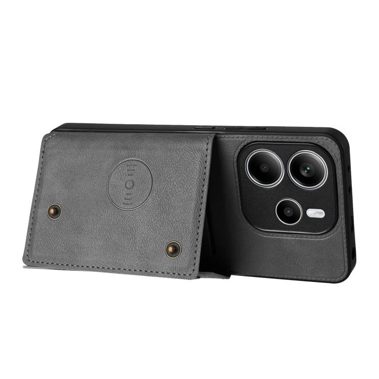 For Redmi Note 14 4G 163.25mm Double Buckle Card Slots Magnetic Phone Case