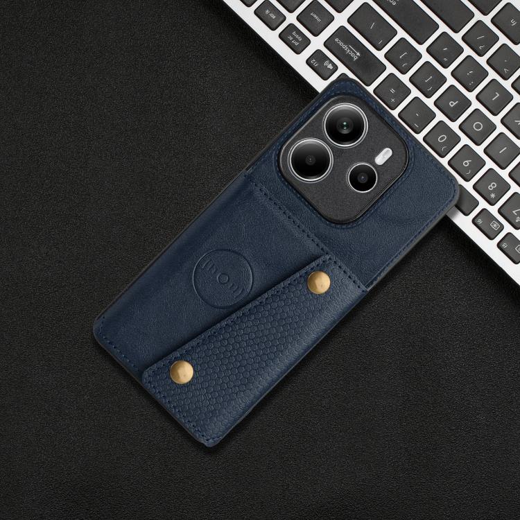 For Redmi Note 14 4G 163.25mm Double Buckle Card Slots Magnetic Phone Case