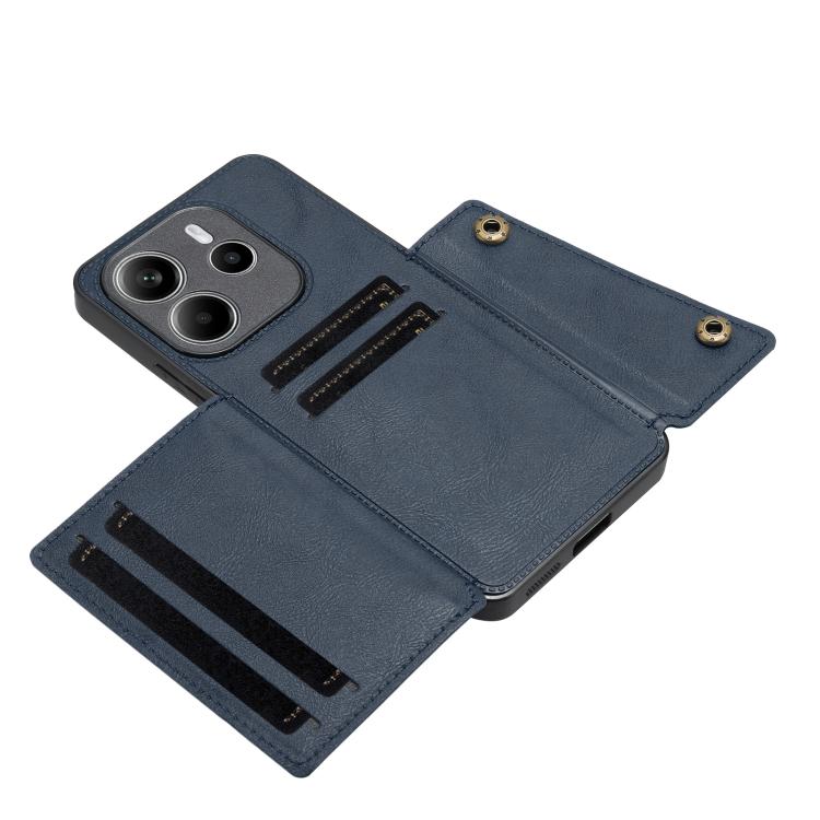 For Redmi Note 14 4G 163.25mm Double Buckle Card Slots Magnetic Phone Case
