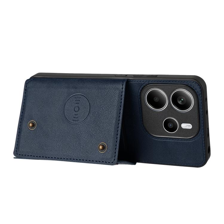 For Redmi Note 14 4G 163.25mm Double Buckle Card Slots Magnetic Phone Case